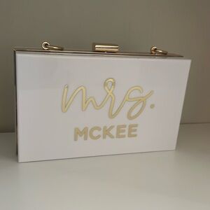 White Acrylic Box Clutch with Chain bridal